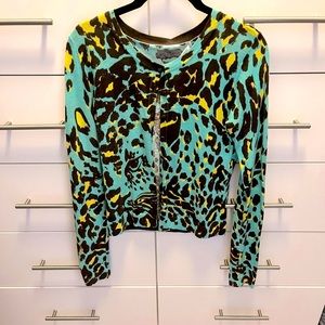 Diane Von Furstenberg Animal Print Silk Cardigan
